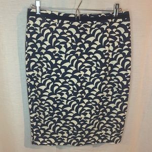 Boden blue and white pencil skirt